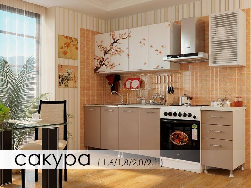 кухня с фотопечатью сакура в Курске