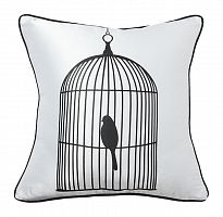 подушка с птичкой в клетке birdie in a cage white в Курске