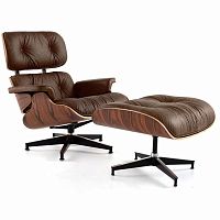 кресло eames style lounge chair & ottoman premium коричневое в Курске