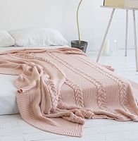 комплект плед с косами (180*220) и 2 наволочки (50*50) св. персик в Курске