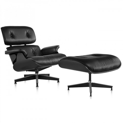 кресло eames style lounge chair черное в Курске