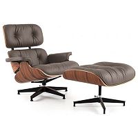 кресло eames style lounge chair кожа коричневое в Курске