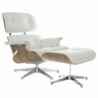 кресло eames style lounge chair & ottoman белое в Курске