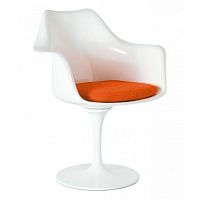 кресло tulip armchair бело-оранжевое шерсть в Курске