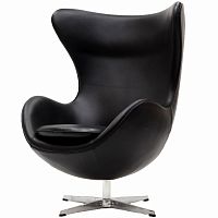 кресло с подлокотниками arne jacobsen style egg chair черное в Курске