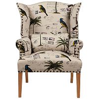 кресло мягкое с ушами quinn tufted armchair бежевое с рисунком в Курске